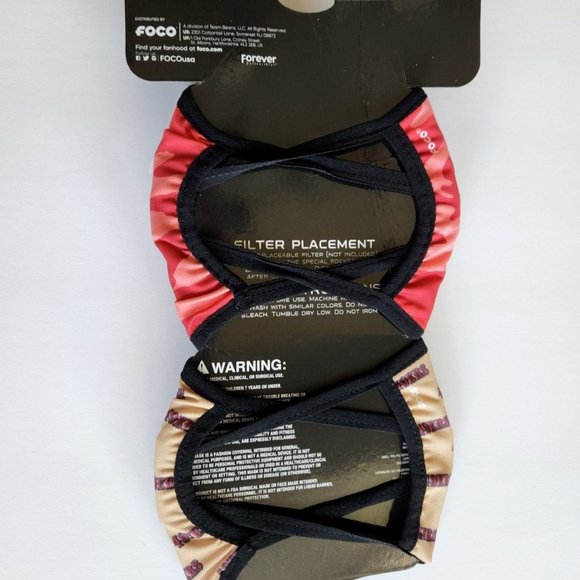 San Francisco 49ers NFL Branded Team Masks Reusable 2-pc NWT Dist. by FOCO - Picture 4 of 8